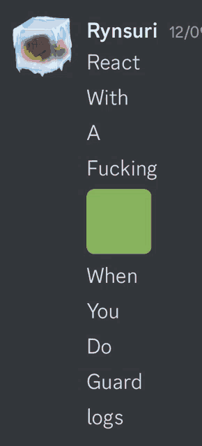 rynsuri react with a fucking when you do guard logs text