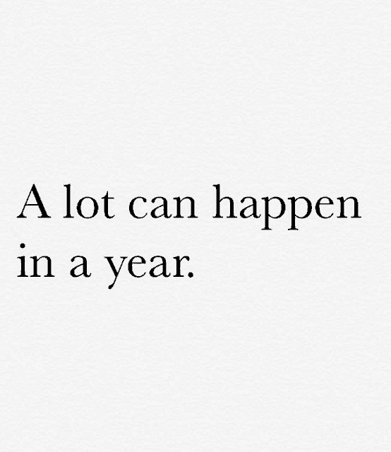 a lot can happen in a year written in black on a white background