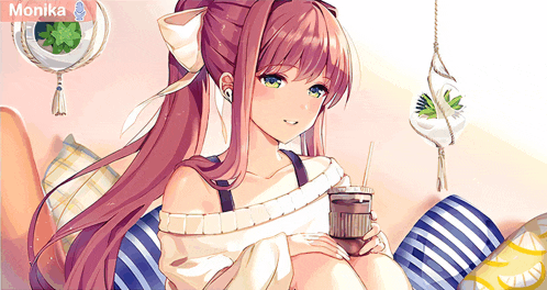 a picture of a girl with the name monika on the bottom right