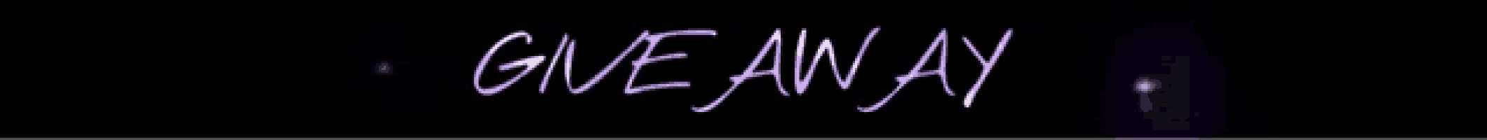 a black background with purple glowing text that says giveaway