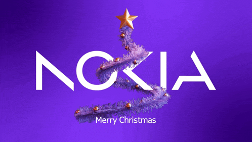 a nokia merry christmas greeting card with a christmas tree