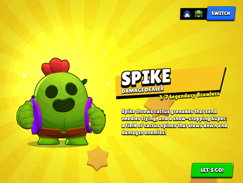 a screenshot of a game called brawl stars shows a character named spike