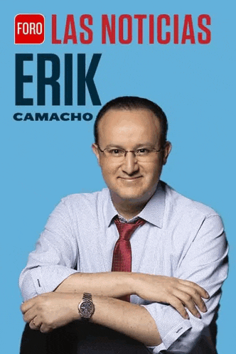 a man with glasses and a tie is on the cover of a book called las noticias erik camacho