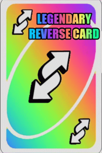 a card that says legendary reverse card with two arrows pointing in opposite directions