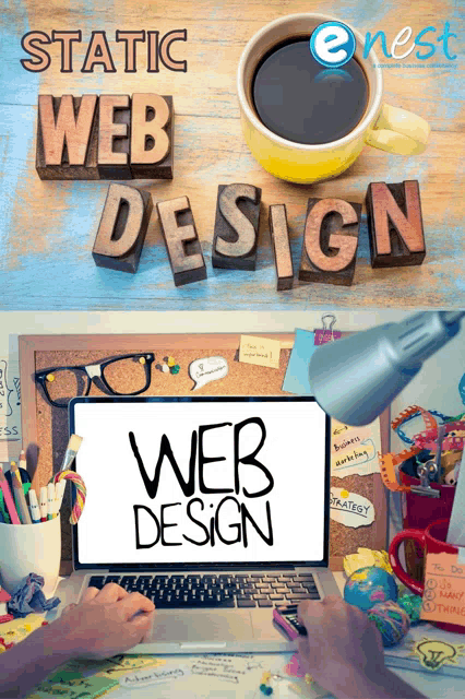 static web design is written in wooden letters