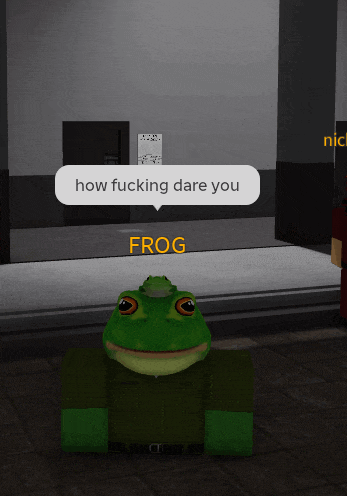 a frog with a white speech bubble that says how fucking dare you frog