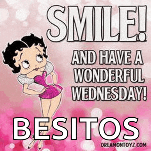 a picture of betty boop says smile and have a wonderful wednesday