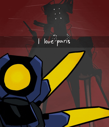 a drawing of a robot with the words " i love paris "