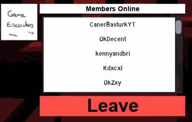 a screenshot of a game with a red button that says `` members online '' .