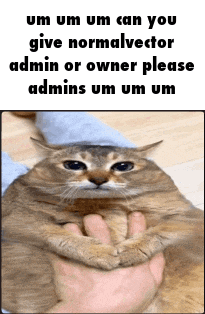 a cat is being held in a person 's hand with a caption that says um um um can you give normal vector admin