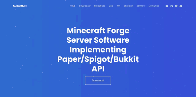 a blue minecraft forge server software implementing paper / spigot / bukkit api