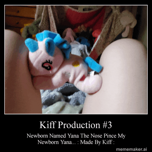 a poster for kiff production # 3 with a stuffed animal