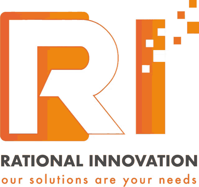 a logo for rational innovation that says " our solutions are your needs "