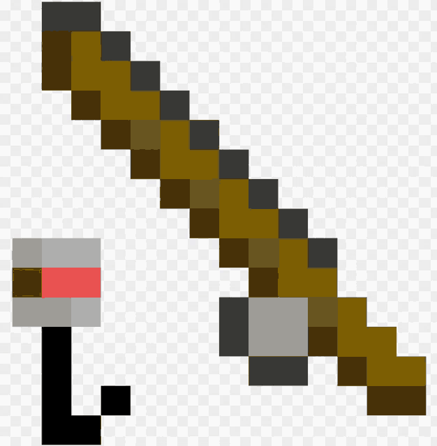 a pixel art of a fishing rod with a red stripe on the end