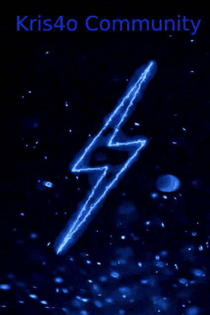 a blue lightning bolt with kris4o community written on the top