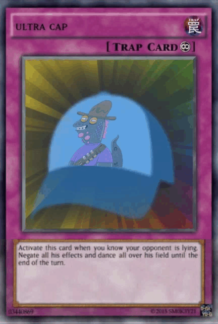 a card that says ultra cap on it with a picture of a man wearing a hat