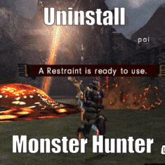 a screenshot of a video game that says ' uninstall monster hunter ' on it