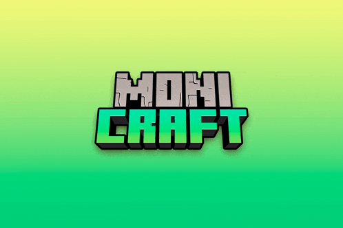 a green and yellow background with the moni craft logo