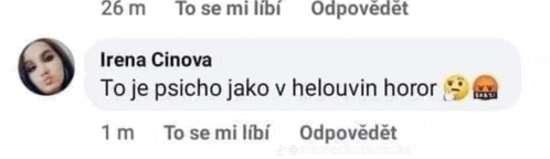 a facebook post with a picture of a woman and the words " to je psycho jako v helouvin horror "