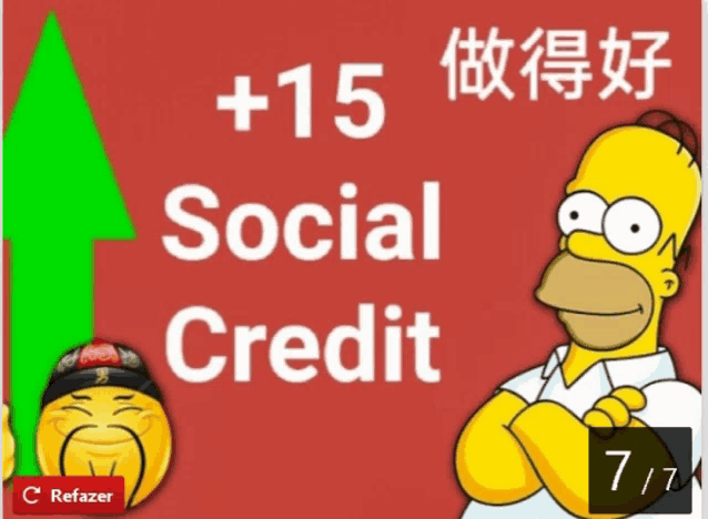 a cartoon of homer simpson with the words 15 social credit written above him