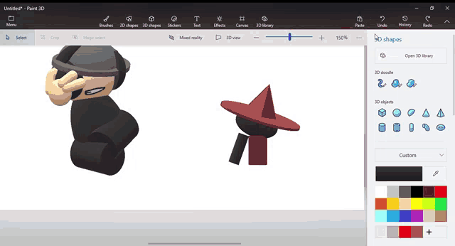 a computer screen shows a 3d model of a ninja and a wizard