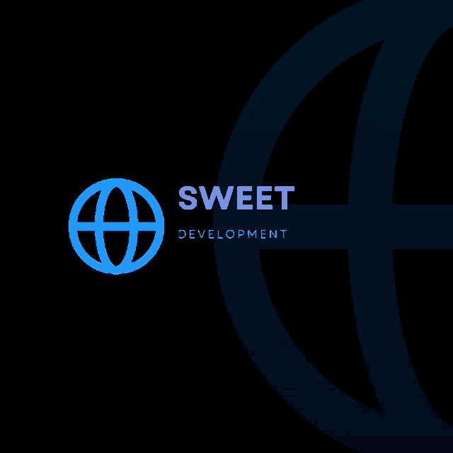 a logo for sweet development with a blue globe