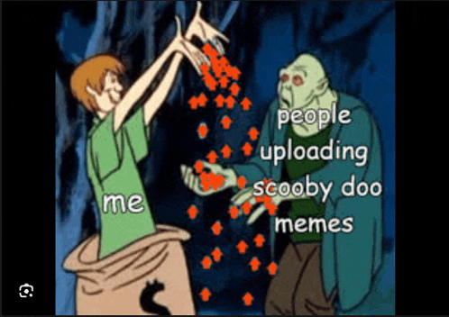 a cartoon of scooby doo being uploaded to reddit