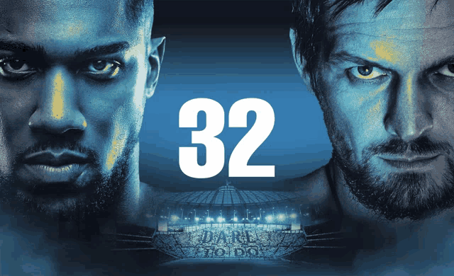 a poster with two men and the number 32