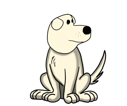 a cartoon dog is sitting down and looking up at the sky