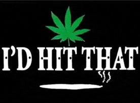 a picture of a marijuana leaf with the words " i 'd hit that "