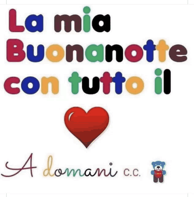 a colorful poster that says la mia buonanotte con tutto il