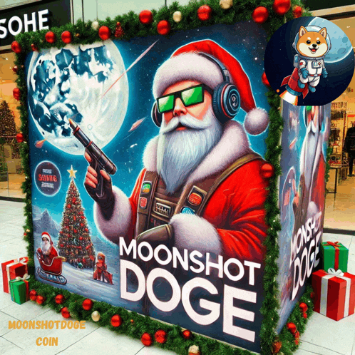 a poster for moonshot doge with a picture of a doge on it