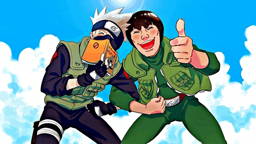 a cartoon drawing of kakashi and rock lee