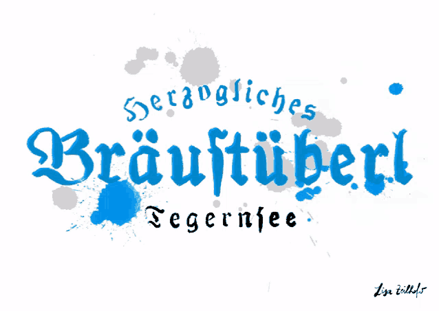 a blue and gray logo that says brauftuberl tegernfee