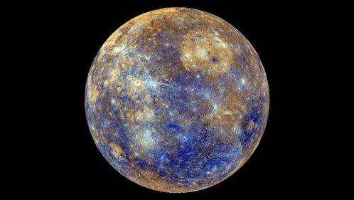 a colorful planet with a black background is a mercury