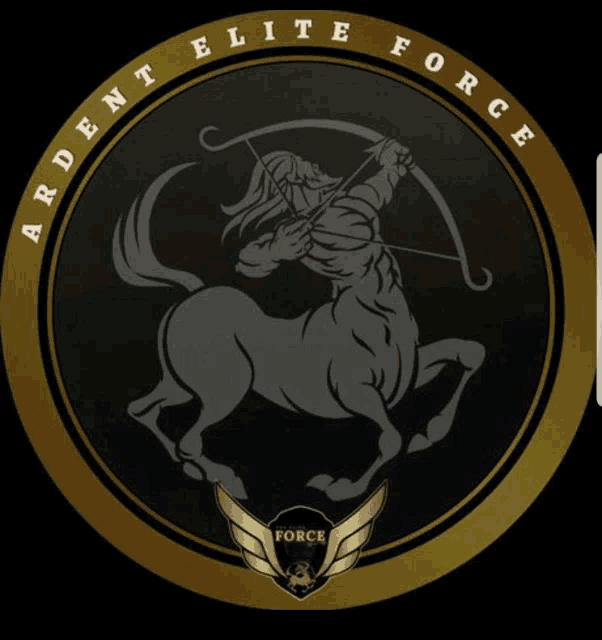 a logo for ardent elite force with a centaur