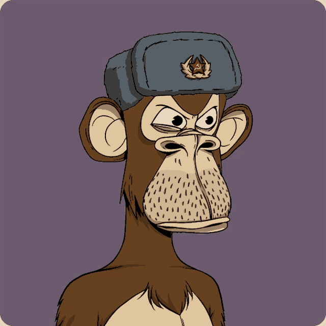 a cartoon of a monkey wearing a hat with a soviet symbol on it