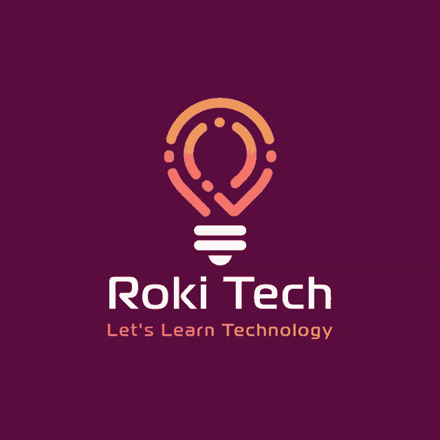 a logo for roki tech shows a light bulb