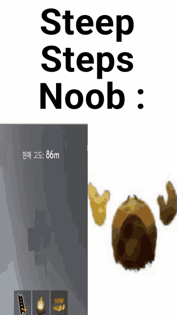 a poster that says steep steps noob next to a picture of a chicken