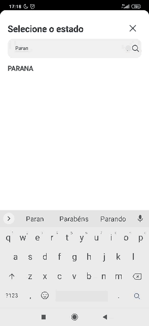 a cell phone screen shows a search for parana in a foreign language .