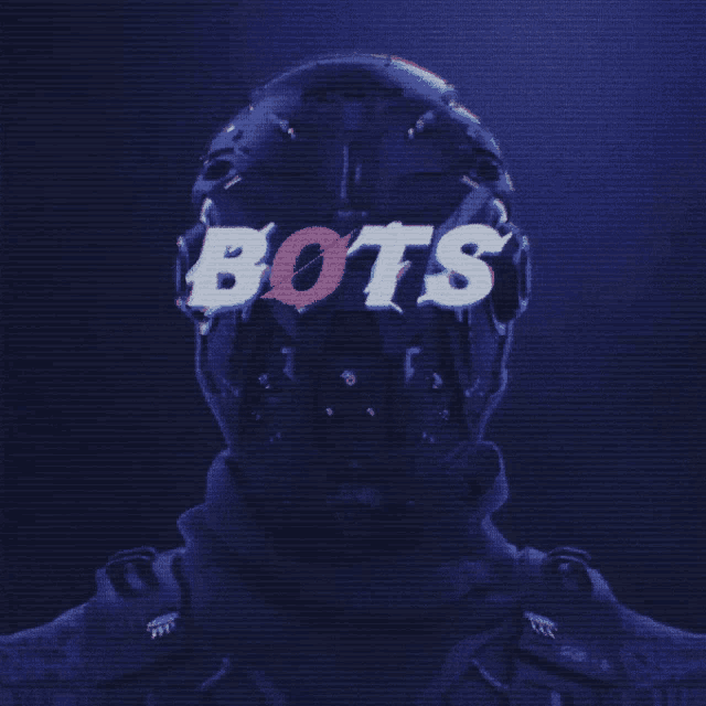 a person wearing a helmet with the word bots written on it