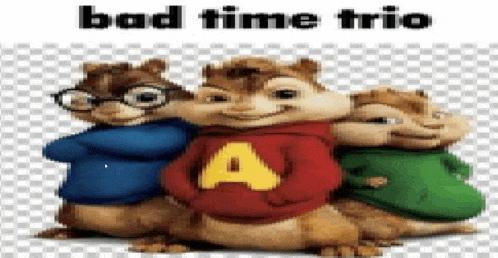 the alvin and the chipmunks are standing next to each other on a transparent background .