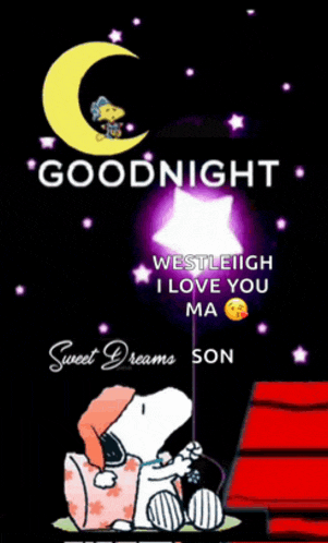 a snoopy poster that says goodnight westleigh i love you ma