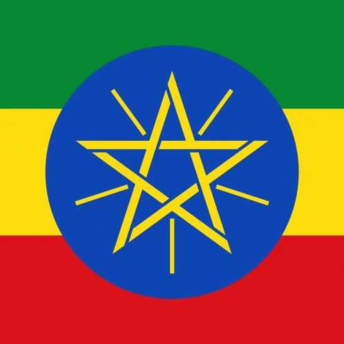 the flag of ethiopia has a blue circle with a star in the center