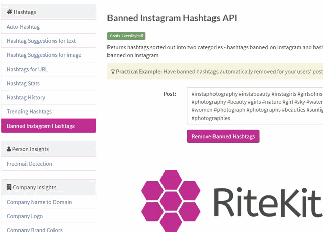 ritekit is a website that allows you to remove banned hashtags on instagram