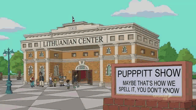 the lithuanian center has a sign that says puppyitt show