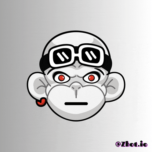 an illustration of a monkey wearing goggles and a red heart on his ear