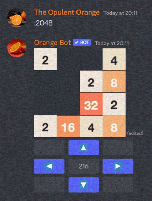 a screenshot of a game called the opulent orange 2048