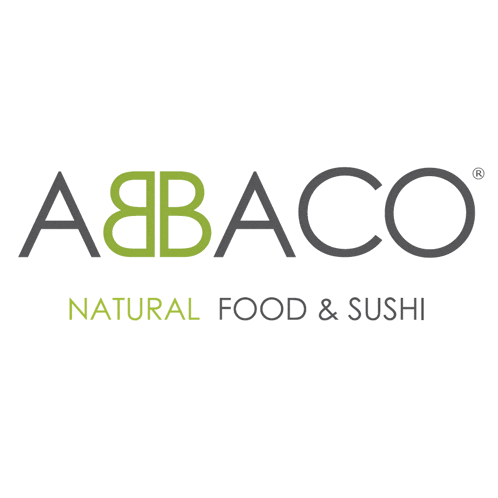 the logo for abbaco natural food & sushi