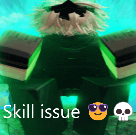 a cartoon character with a skull and sunglasses and the words skill issue